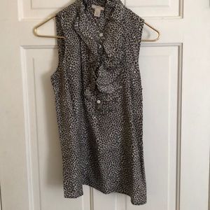 Printed silk sleeveless blouse